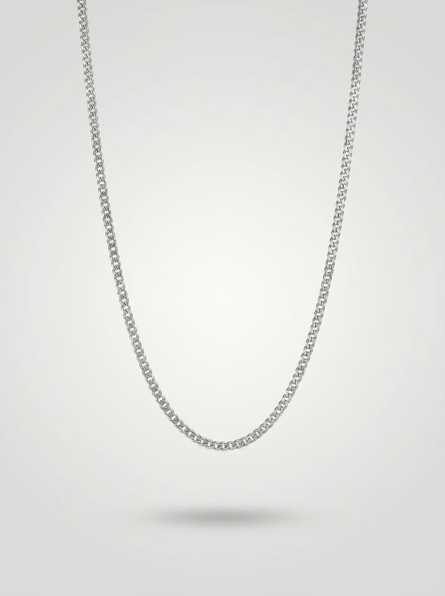 Classic Silver Curb Chain Necklace