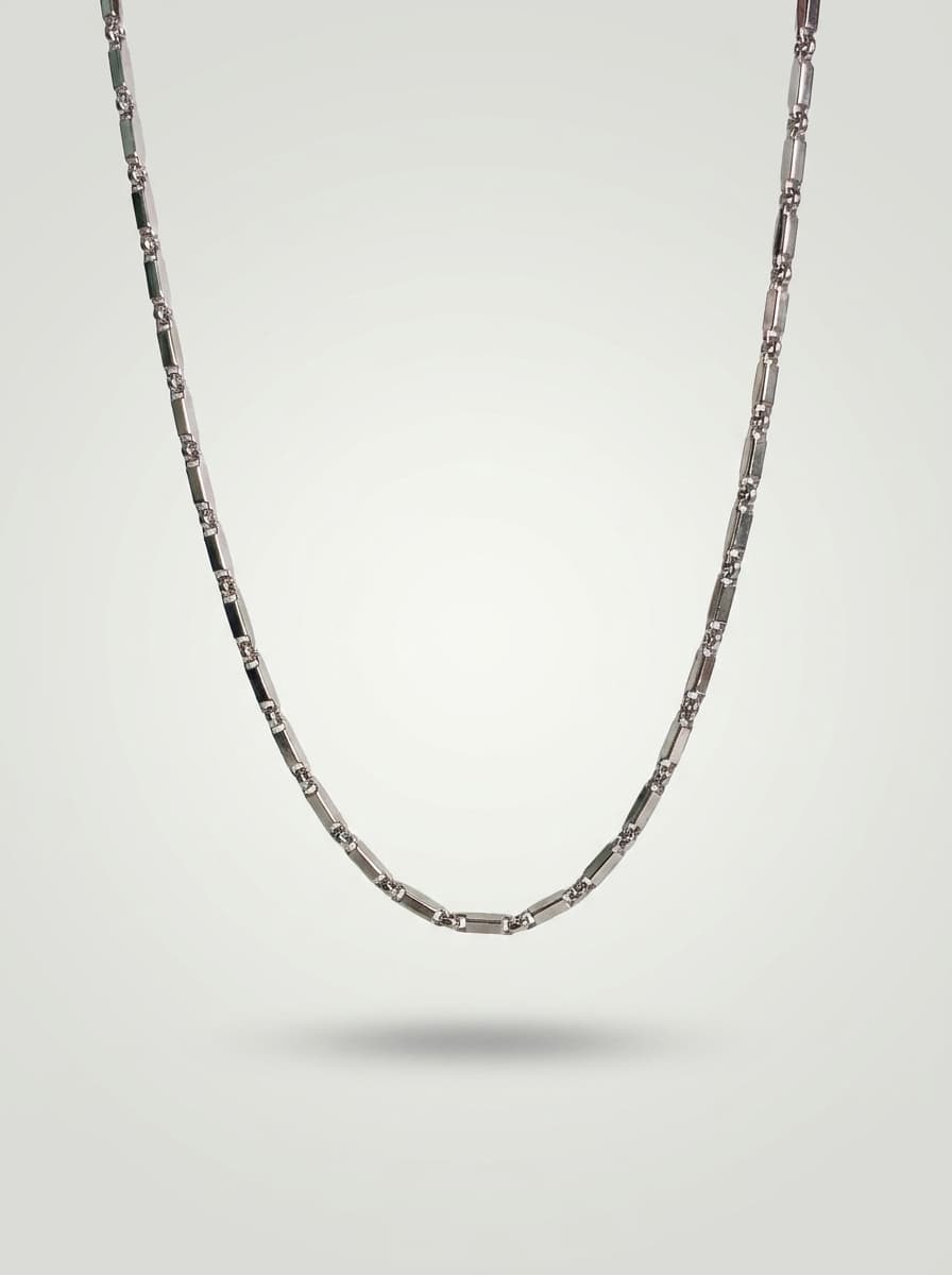 Modern Silver Bar Link Chain Necklace