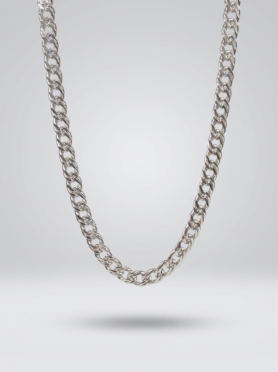 Bold Silver Double Link Chain Necklace