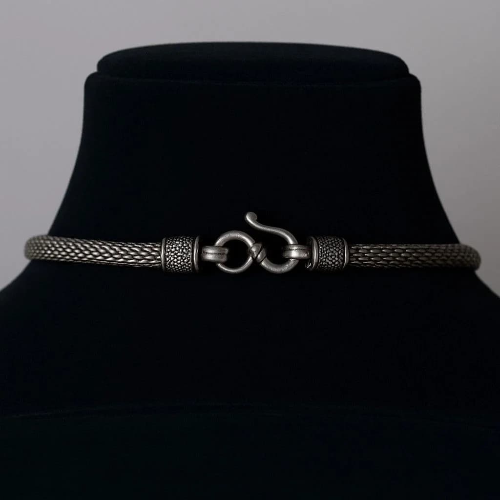Oxidized Silver Herringbone Chain
