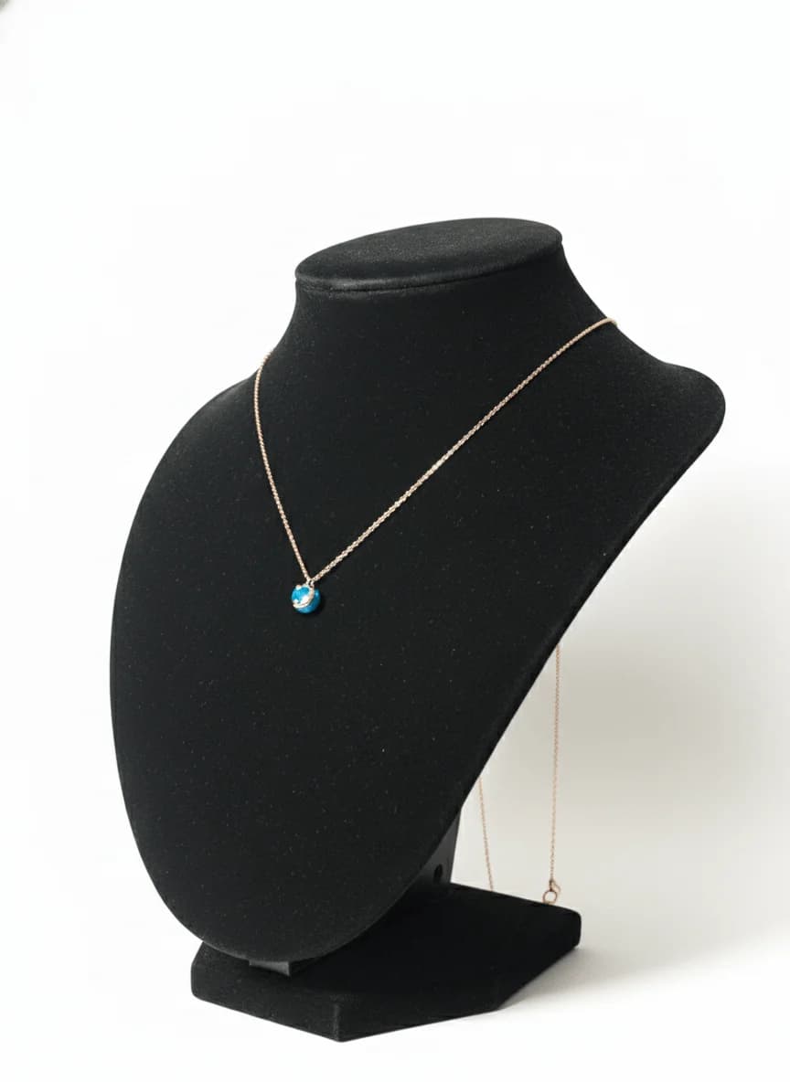 Rose Gold Blue Stone Necklace