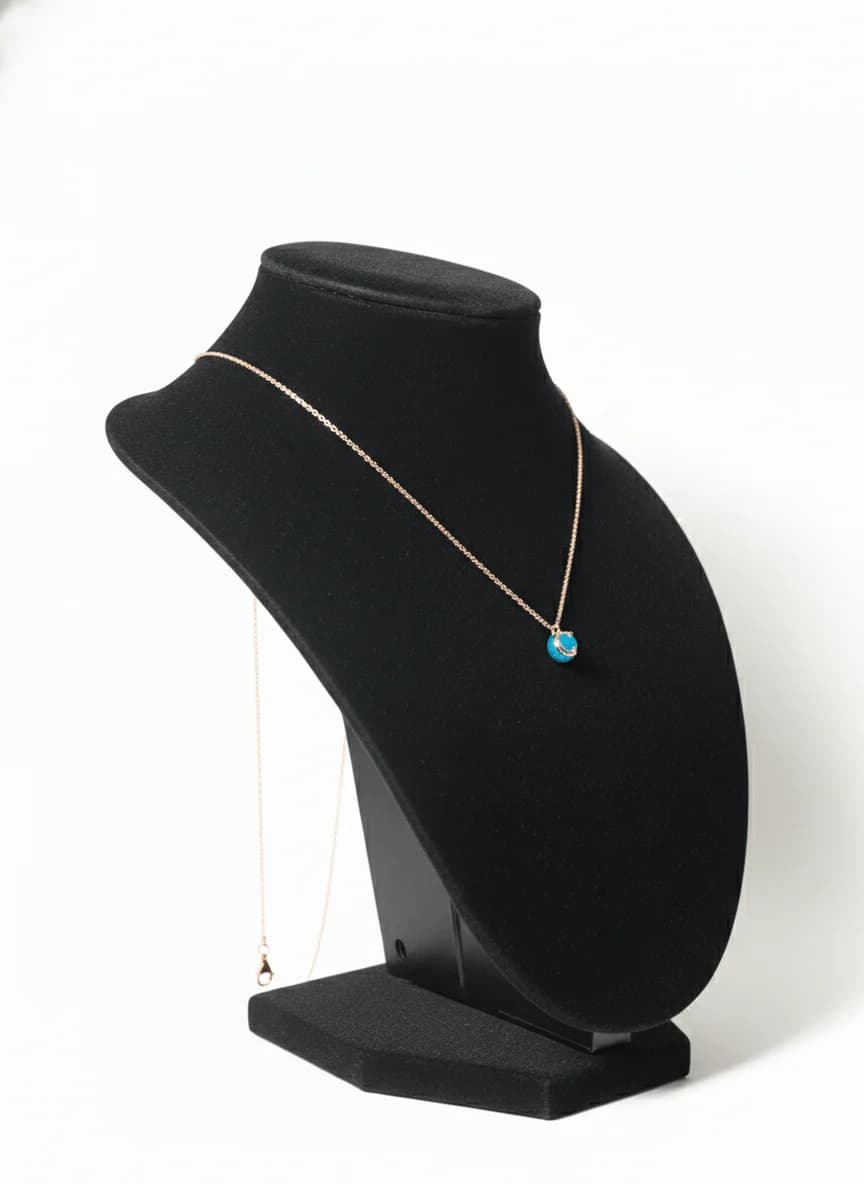 Rose Gold Blue Stone Necklace