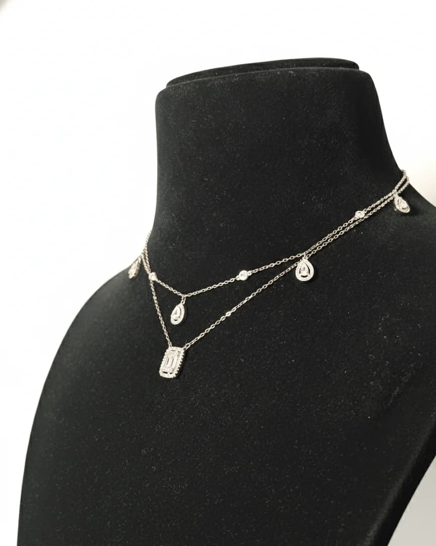 Silver Double Layer Chain Necklace