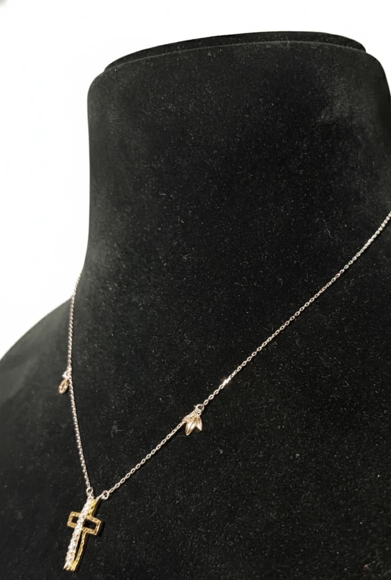 Silver & Gold Accent Cross Chain