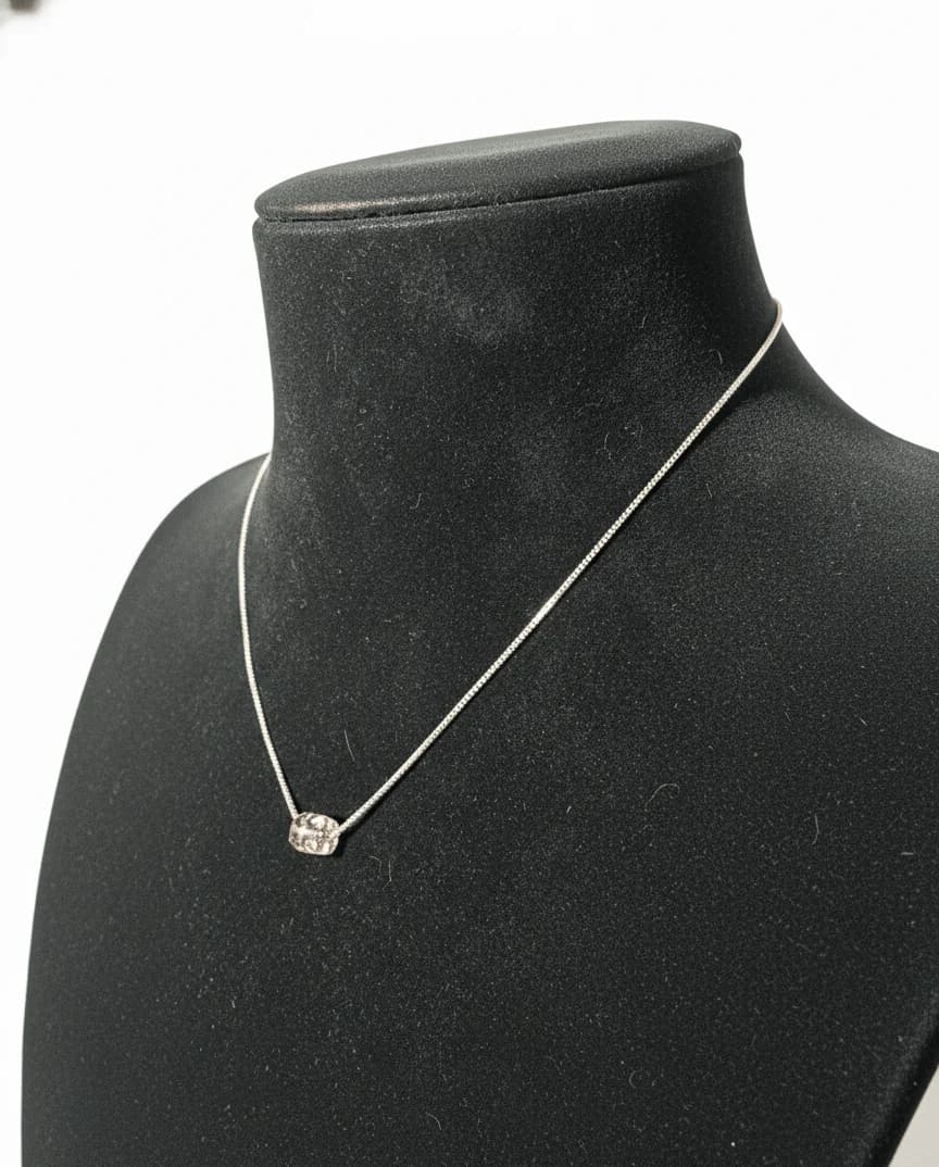 Minimal Cube Crystal Silver Chain Necklace