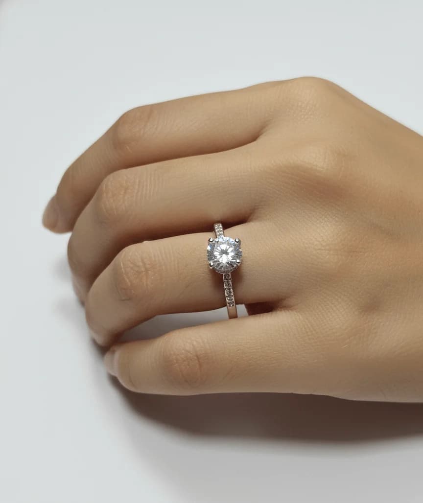 Solitaire Ring with Accent Stones