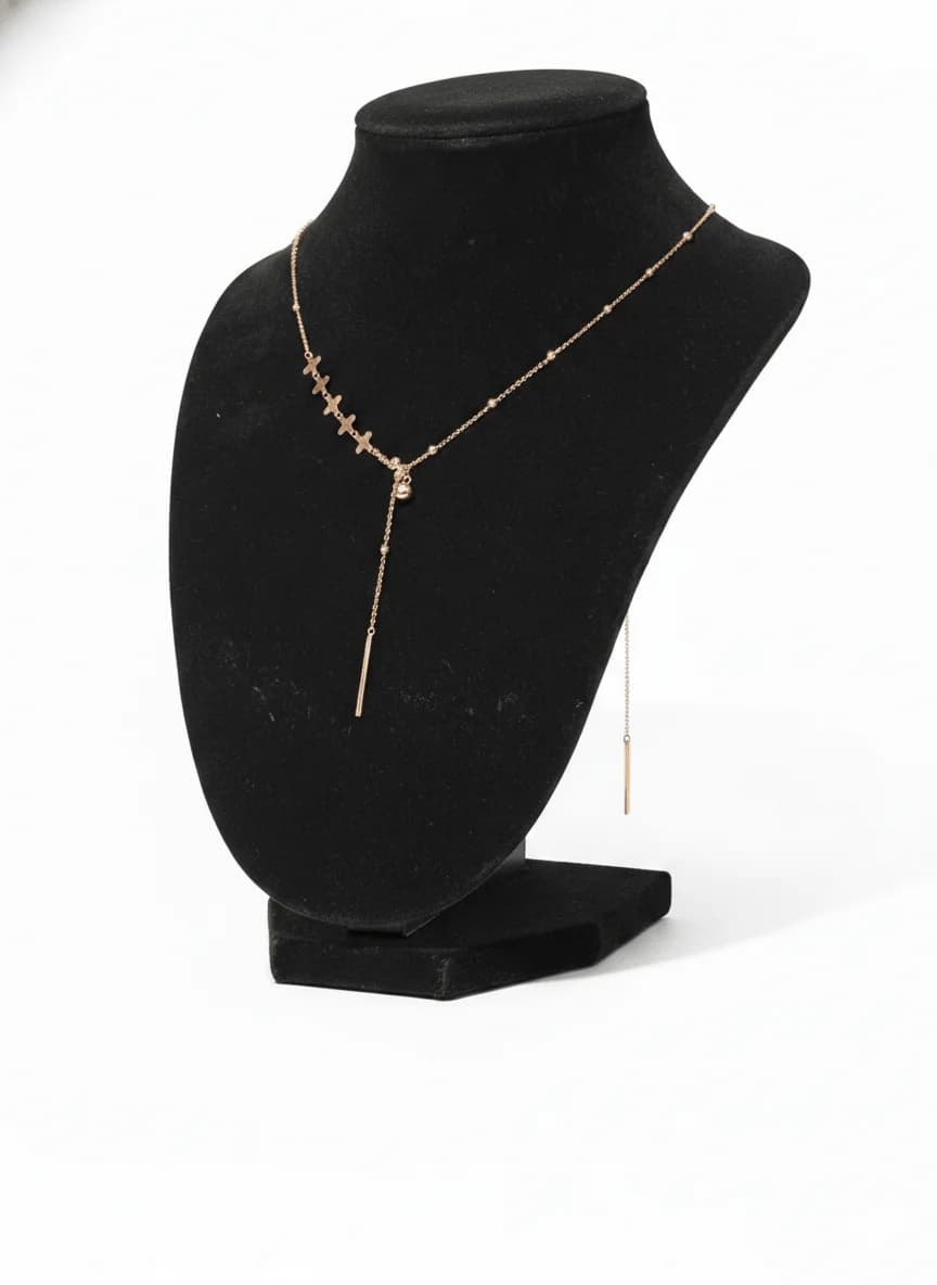 Rose Gold Butterfly Lariat Necklace