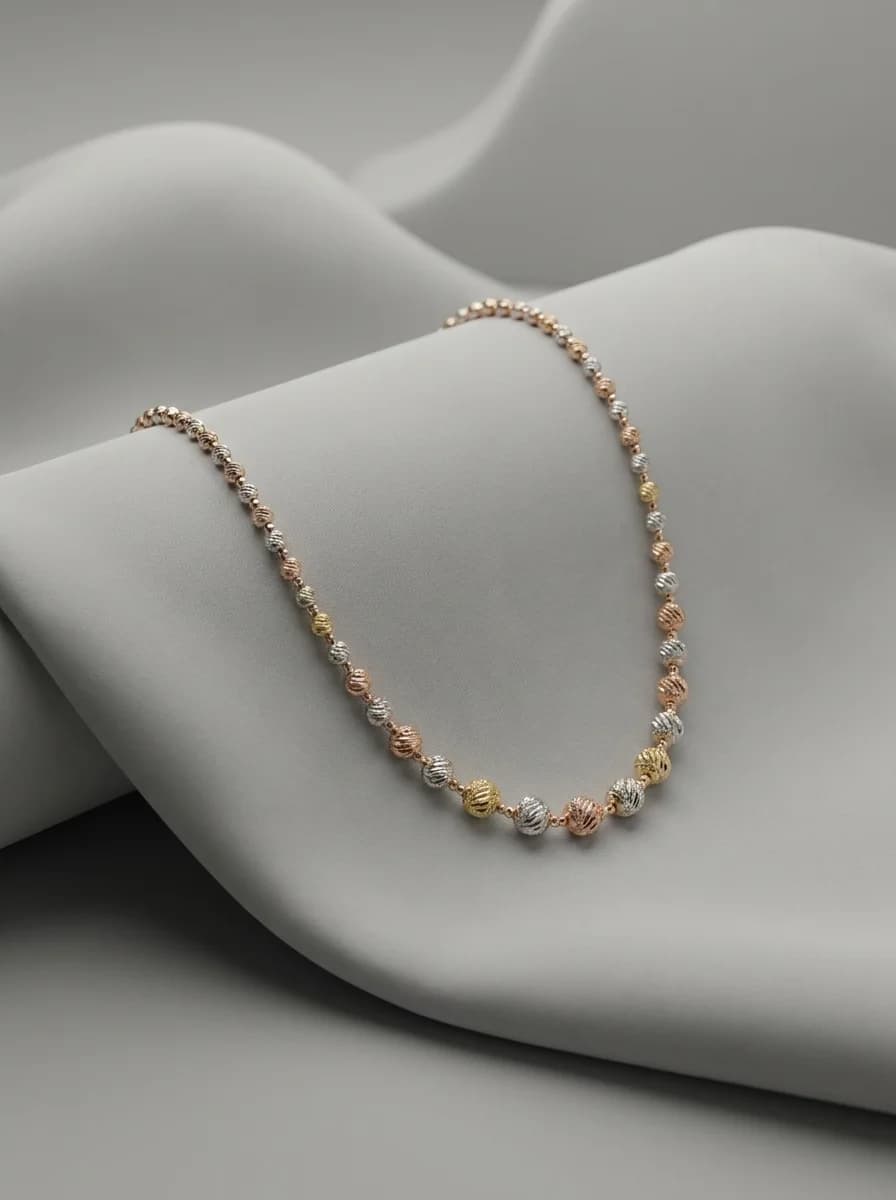 Luxury Tri-Tone Crystal Bead Necklace