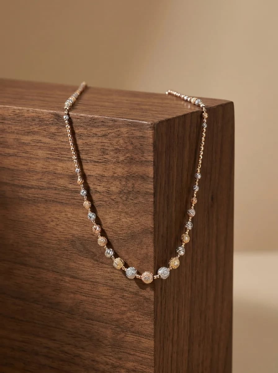 Luxury Tri-Tone Crystal Bead Necklace