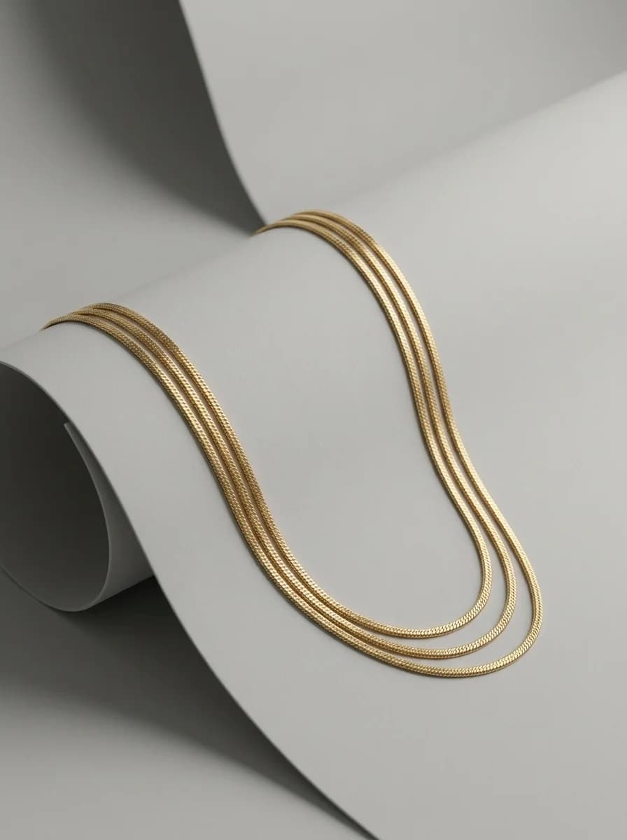 Elegant Triple Layer Gold Chain Necklace