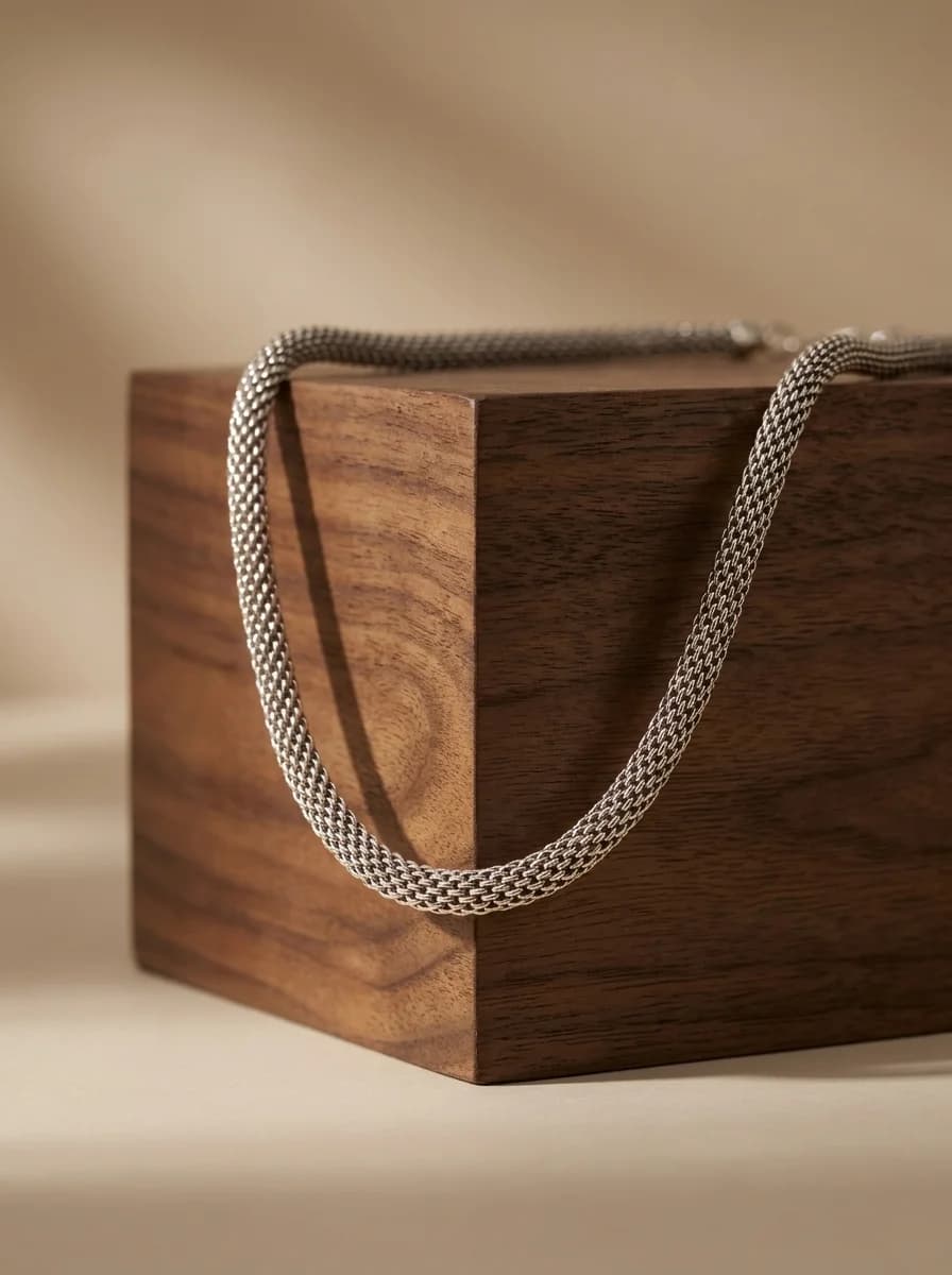 Premium Silver Mesh Chain Necklace