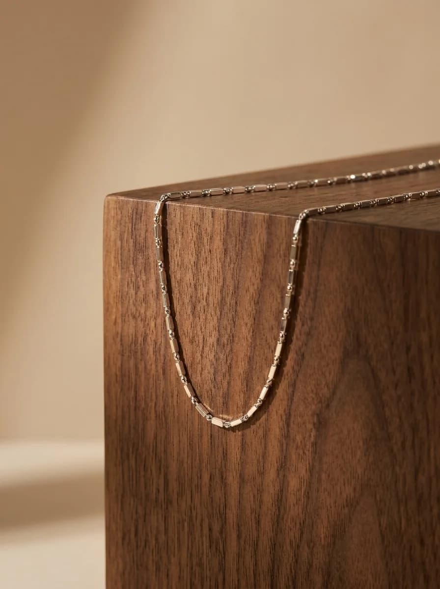 Modern Silver Bar Link Chain Necklace