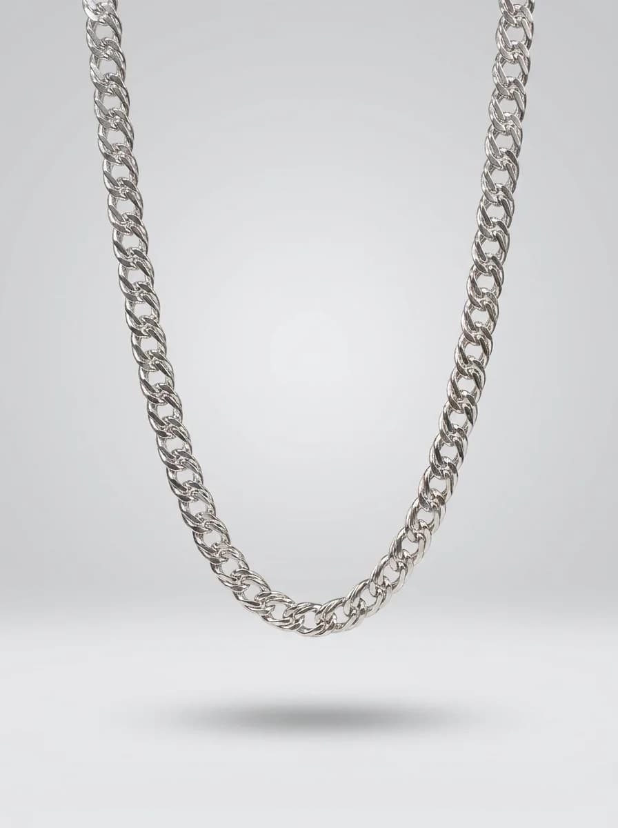 Bold Silver Double Link Chain Necklace
