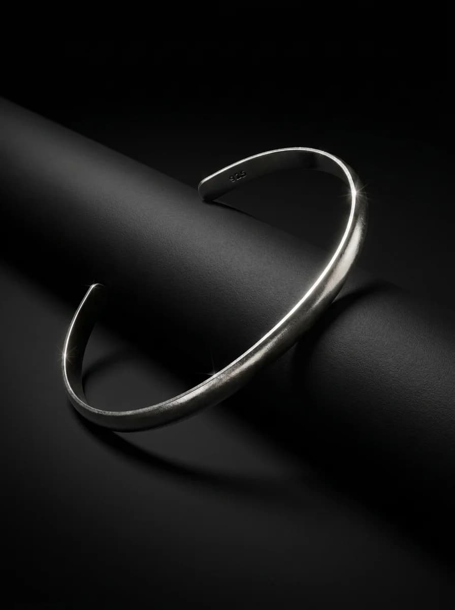 Classic Minimal Silver Open Cuff Bracelet