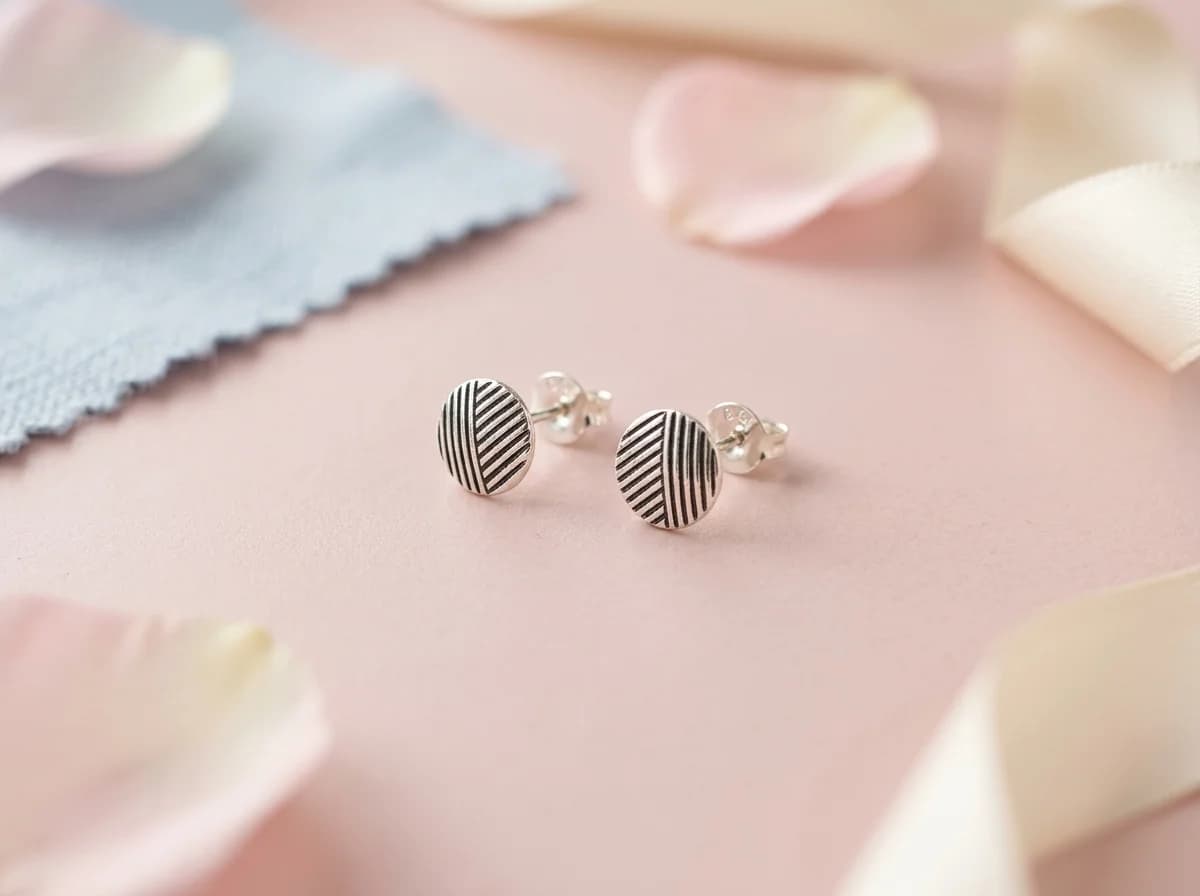 Minimal Stripe Pattern Stud Earrings
