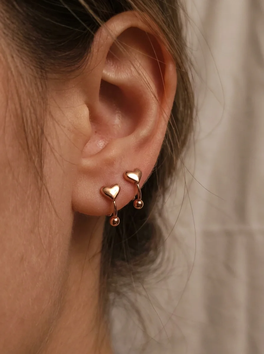 Rose Gold Heart Minimal Stud Earrings