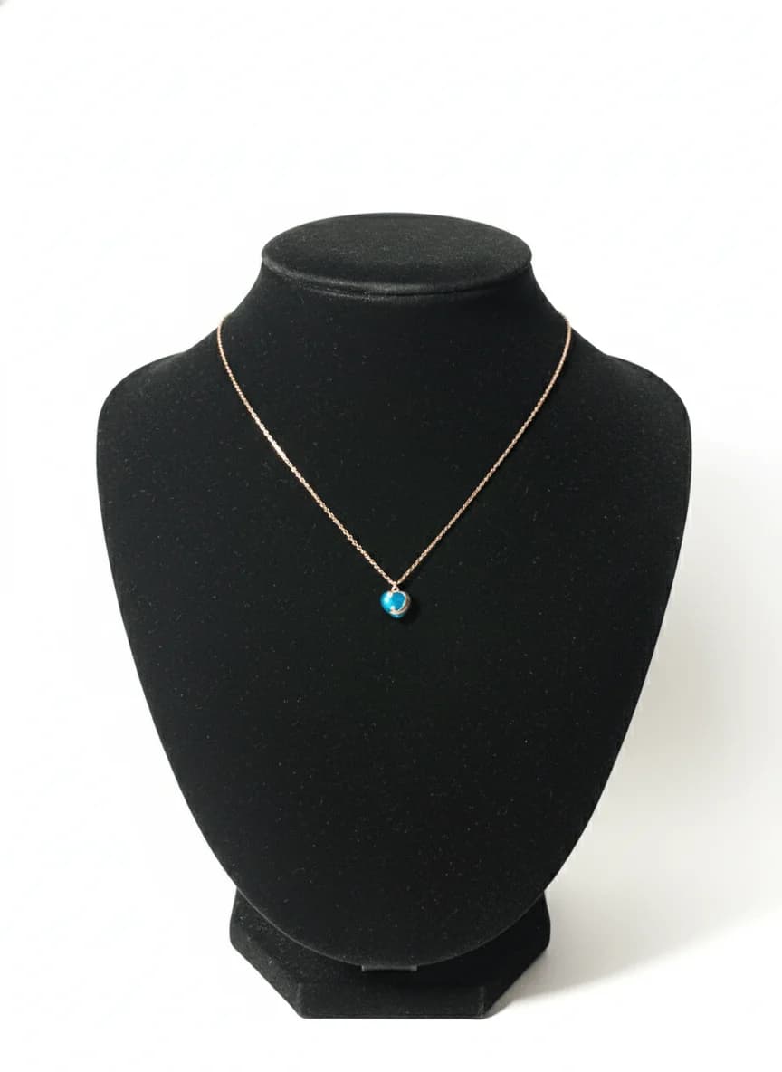 Rose Gold Blue Stone Necklace