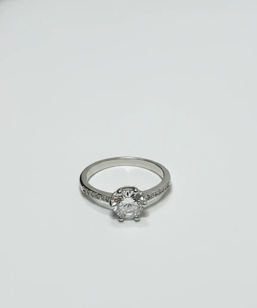 Solitaire Ring with Accent Stones